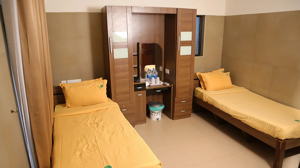 Spacious private healing suite featuring garden views and modern hospital comforts Luxury air-conditioned inpatient private healing suite with scenic garden view